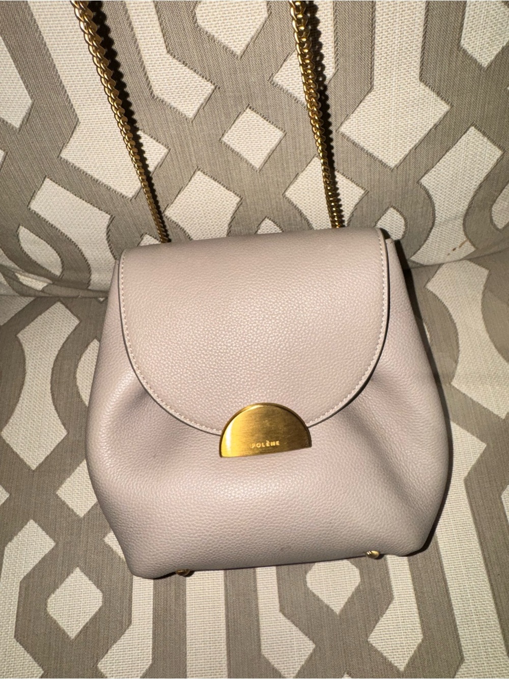 Polène Pebbled Leather Crossbody in Taupe with Gold Hardware - Picture 2 of 5